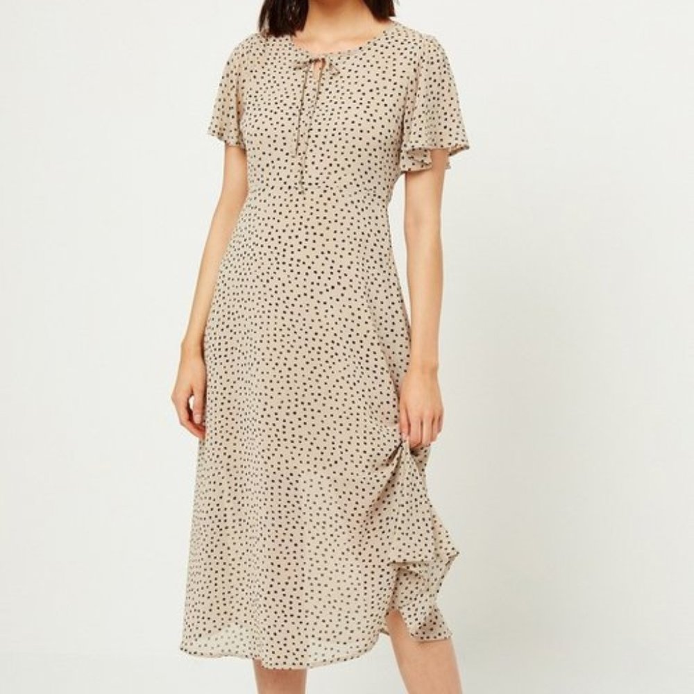 HAYDEN LOS ANGELES | Polka Dot Midi Tan Dress - Picture 2 of 11